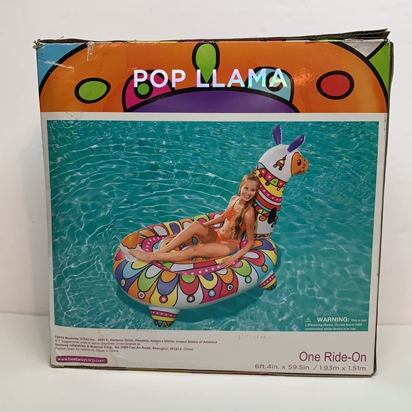 H2OGO! 6ft. POP Llama Ride-on Pool Float - Picture 5 of 10